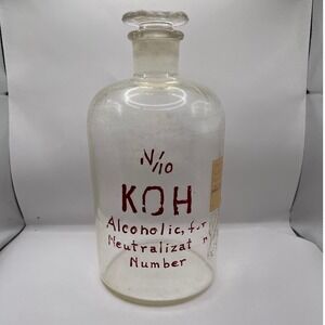 Vintage Pyrex Glass KOH Apothecary Lab Bottle with Stopper